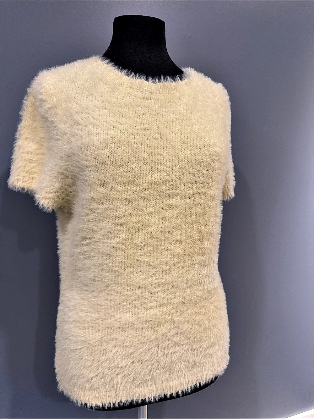 W by WAYF Fuzzy Short Sleeve Top in Yellow Size Large NWT